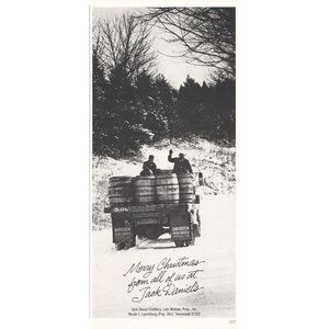 1981 Jack Daniels Merry Christmas From All Of Us Vintage Print Ad Whiskey Barrel